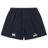 The Lindenwood University Rugby Yokohama Shorts by EMB Canterbury are black and display the "Canterbury" logo on the left and the "Lindenwood" emblem on the right, made from lightweight fabric for optimal comfort and performance.