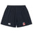 The Lincoln City Youth Rugby Yokohama Short by EMB Canterbury features an elastic waistband, a white Canterbury logo on the left, and a Lincoln University emblem on the right.