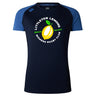 The Littleton Women Rugby Club Women's Elite Training Tee by WRS Canterbury features a navy and blue design, club logo, lemon graphic, and "Squeezed since 2021" text—perfectly breathable for active days.
