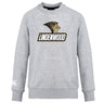 The Lindenwood University Rugby Club Crew Sweatshirt by WRS Canterbury is an ultra-soft gray sweatshirt adorned with "Lindenwood" and a lion graphic on the front, ideal for cozy days. It includes an embroidered CCC logo on the left sleeve, providing a distinguished touch to this Canterbury creation.