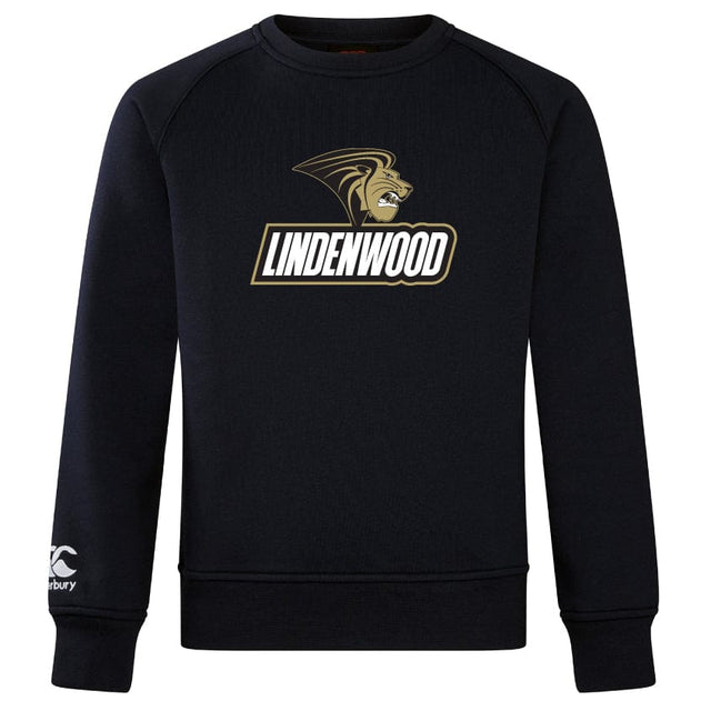 This ultra-soft black Lindenwood University Rugby Club Crew Sweatshirt by WRS Canterbury showcases "Lindenwood" and a lion logo on the front. An embroidered CCC logo adorns the left sleeve, adding a touch of elegance to this stylish wardrobe staple.