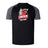 The Lincoln City Youth Rugby Elite Training Tee by WRS Canterbury features black and gray colors, a bold red rugby ball graphic, lightweight durable Vapodri fabric, and the "Lincoln City Youth Rugby" logo on the front.