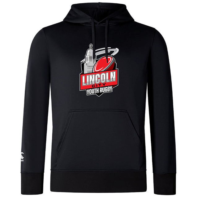 Show your Canterbury club spirit in the WRS Canterbury Lincoln City Youth Rugby Club Lightweight Hoodie, featuring a kangaroo pocket and the club logo with a rugby ball and stylized building.