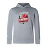 The Lincoln City Youth Rugby Club Lightweight Hoodie by WRS Canterbury features a light gray design, kangaroo pocket, and chest logo with a red rugby ball and cityscape, inspired by the Canterbury Club style.
