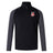 The EMB Canterbury Lincoln City Youth Rugby Elite First Layer is a black and dark gray long-sleeve quarter-zip pullover featuring the "Lincoln Track & Field" logo and mascot—perfect as a rugby training top.