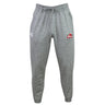 The Lincoln City Youth Rugby Leisure Sweatpant by EMB Canterbury features a drawstring waist, white logo on the left thigh, red and white Lincoln RFC crest on the right, and is made from soft recycled polyester fleece for comfort.