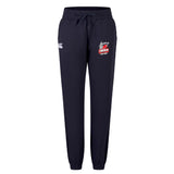 The Lincoln City Youth Rugby Women's Leisure Sweatpant by EMB Canterbury features a drawstring waist, elastic cuffs, and embroidered logos, made from soft organic cotton for comfortable style.
