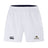 These Canterbury Lindenwood University Rugby Advantage Short 2.0 by EMB Canterbury feature an elastic waistband and display both the Canterbury logo and a Lindenwood emblem on the front. Designed for flexibility, these white sports shorts provide comfort and style, making them ideal for any workout.