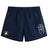 The Littleton Women Rugby Club Tactic Short by EMB Canterbury features a navy blue design with elastic waistband, white logo on the right leg, and tennis-themed emblem on the left. Lightweight for comfort and style in any workout.