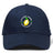 The EMB Canterbury Littleton Women Rugby Club Flexfit Drill Cap features a navy blue curved brim, yellow lemon graphic, and "Littleton Lemons Women's Rugby Club" embroidered on the front.