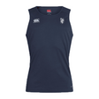 La Salette Academy Rugby Club Dry Singlet by EMB Canterbury in navy blue with zoned mesh paneling, a white EMB Canterbury logo on the right chest, and a white crest emblem on the left chest.