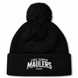 Black cuffed Lake Zurich Pom Pom Beanie by Canterbury with a matching pom pom, featuring the text “Lake Zurich Maulers Rugby” embroidered in white and grey on the cuff.