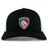 The EMB S&S Activewear Leicester Tigers Retro Trucker Cap features a black and white design, the rugby club logo on the front, and an adjustable snapback closure for perfect fit.