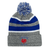An EMB Augusta Le Bleus France Rugby Royal Text Hooped Pom-Pom Beanie, embroidered with a design.