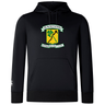 Black Blackthorn RFC Club Lightweight Hoodie by WRS Canterbury with a green and yellow logo of the "blackhorn football rugby club" featuring crossed hammers, displayed on a solid background.