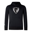 Black DePaul University Club lightweight hoodie by WRS Canterbury with a white bull head logo on the chest and a small logo on the left sleeve, designed with a drawstring hood and a kangaroo pocket.