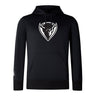 Black DePaul University Club lightweight hoodie by WRS Canterbury with a white bull head logo on the chest and a small logo on the left sleeve, designed with a drawstring hood and a kangaroo pocket.