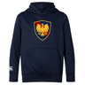 Cincinnati Classical Academy Club lightweight hoodie by WRS Canterbury with a red and gold shield crest on the chest, featuring a stylized eagle design, and a kangaroo pocket.