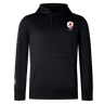 The West Potomac RFC Club Lightweight Hoodie by WRS Canterbury features a drawstring hood, kangaroo pocket, small white and red crest on the left chest, and a white logo on the left sleeve.