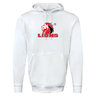 White Lions 60/40 Pullover Hoodie by WRS Augusta, featuring a red and black lion graphic with the text "LIONS" on the front, perfect for South Africa Lions rugby fans.