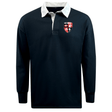 Rye High School Rugby Classic Long Sleeve Solid rugby jersey with a contrasting white collar and a red and white rugby club logo on the chest by EMB Mudoo.