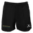 The Mystical Geese Kiwi Pro Short by Gilbert from EMB Gilbert features classic black athletic styling with "Mystical Geese Vancouver Golden Oldies 2027" in striking yellow and teal on the left leg and a crisp white "GILBERT" logo on the right leg—making these Gilbert rugby shorts perfect for any sports enthusiast.