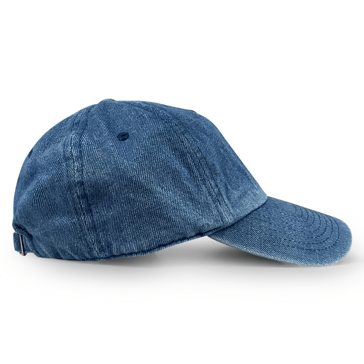The Modish Rugger I Heart Rugby Moms cap, in blue denim, is displayed on a white background. It features an embroidered design and offers a comfortable fit.