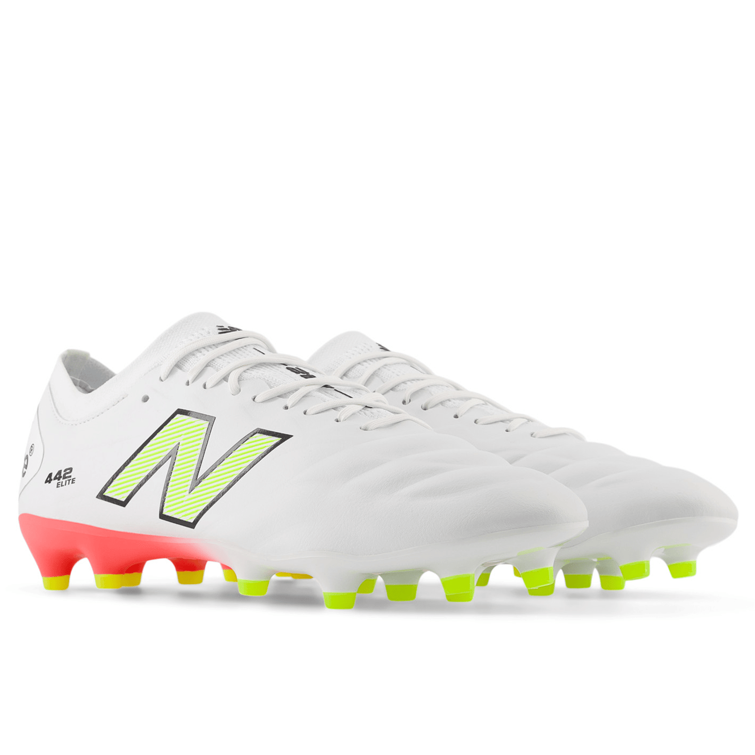 New Balance 442 v2 Elite FG Wide Boots - White/Energy Red/Hi-Lite