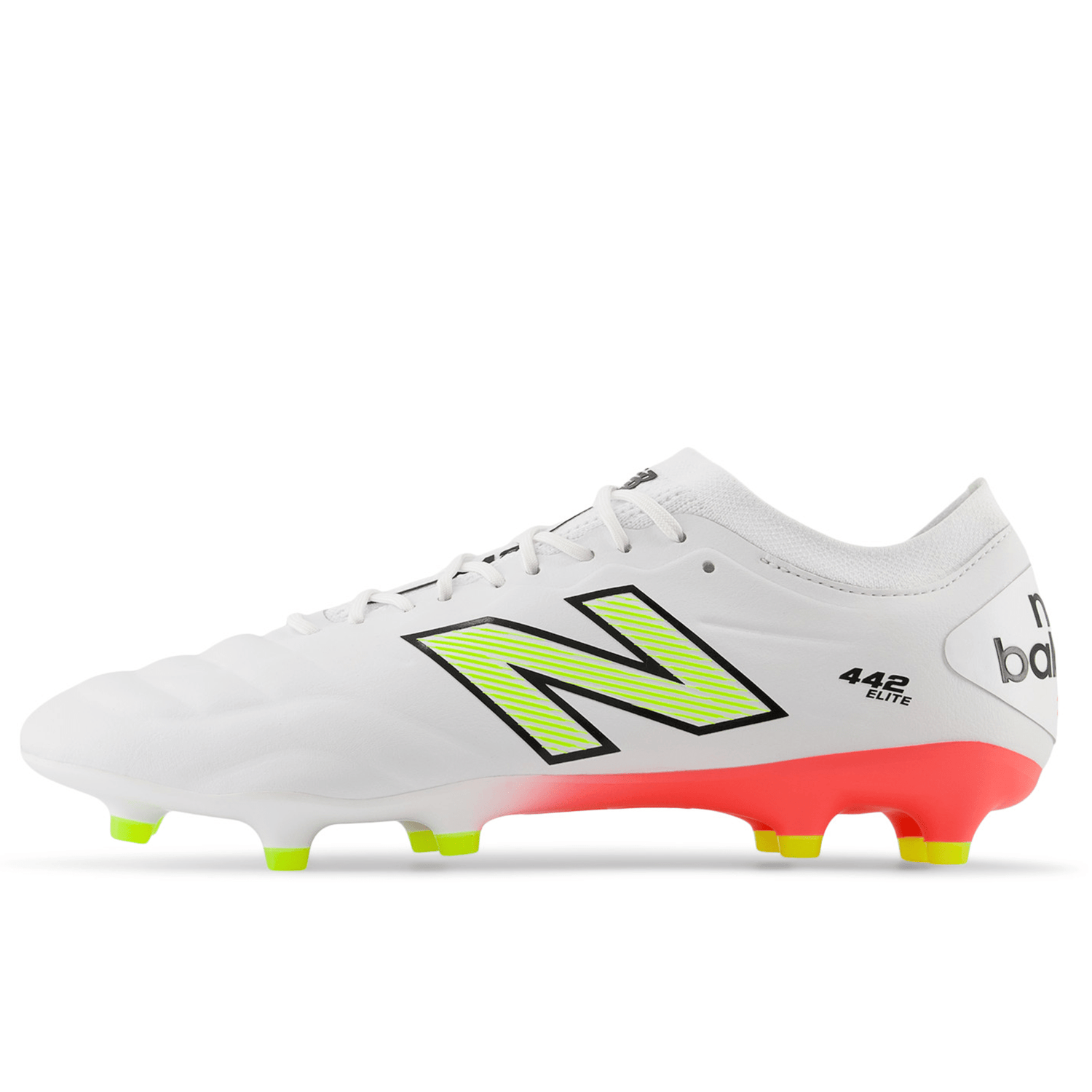 New Balance 442 v2 Elite FG Wide Boots - White/Energy Red/Hi-Lite