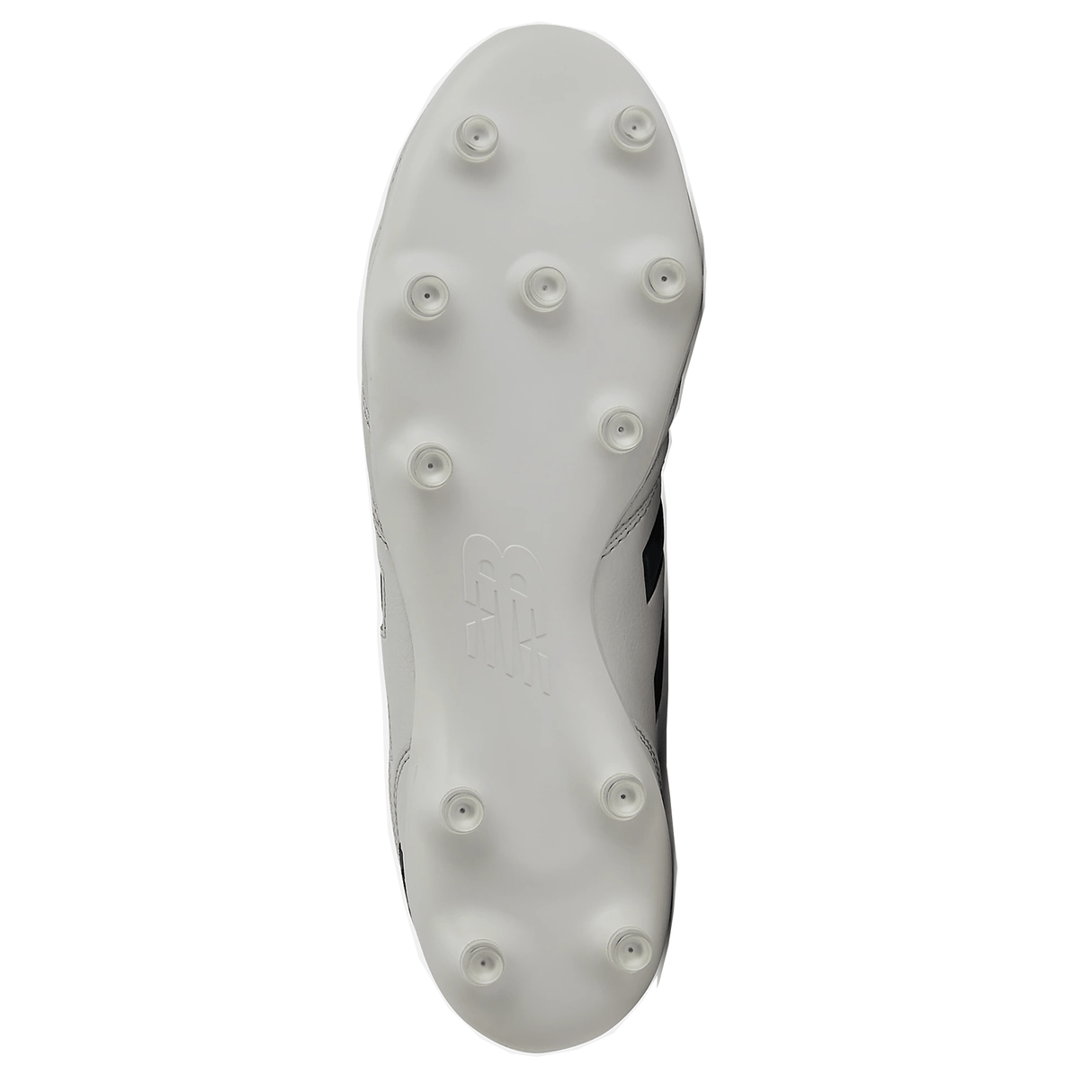 Bottom view of the New Balance Wide 442 V2 Pro FG soccer cleat in Concrete/Grey Matter/Blacktop, featuring firm ground studs.