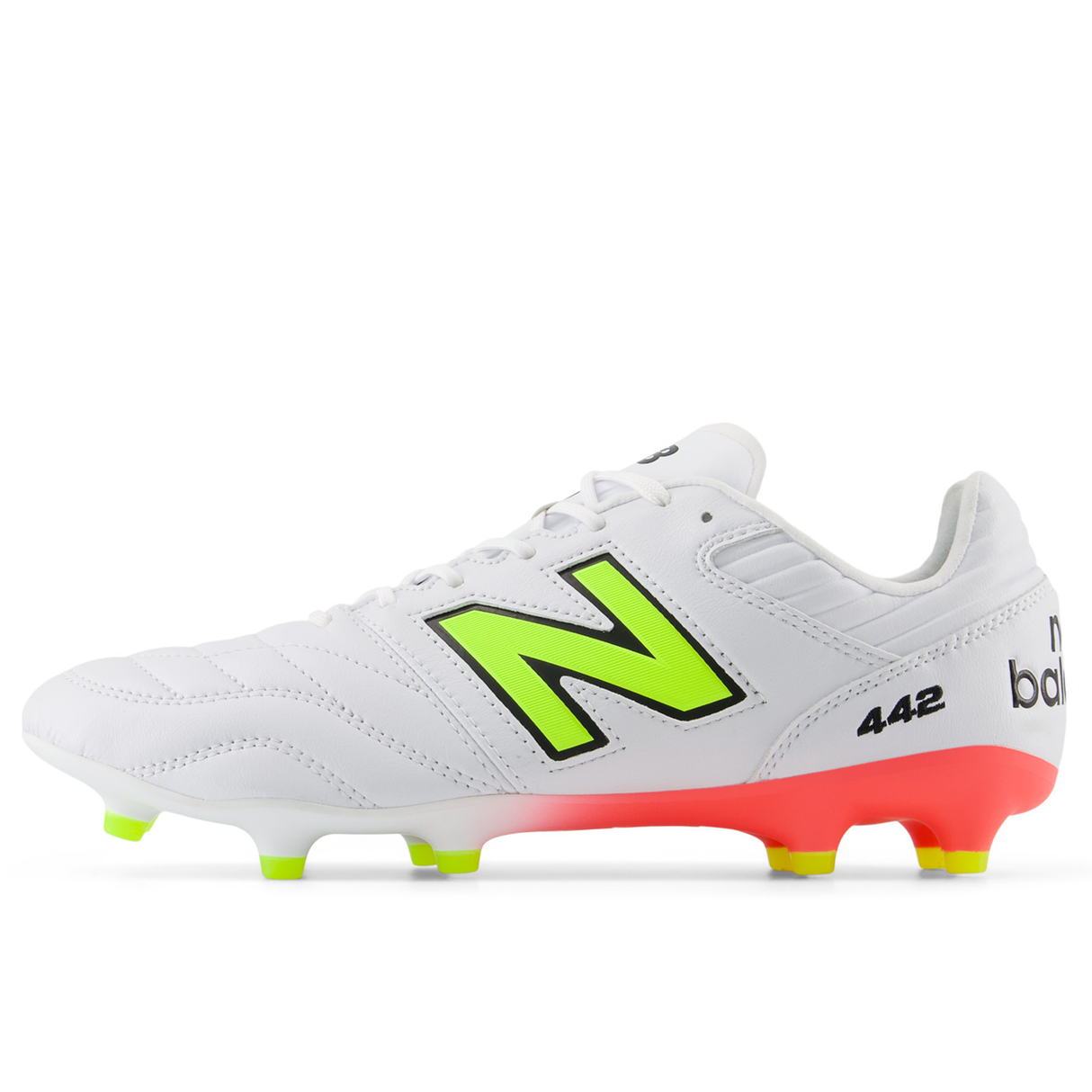 New Balance 442 v2 Pro FG Wide Boots - White/Energy Red/Hi-Lite