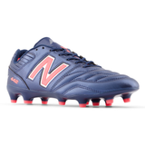 The New Balance 442 v2 Pro FG Wide Boots in Navy/Energy Red feature molded studs and red accents, shown on a white background.