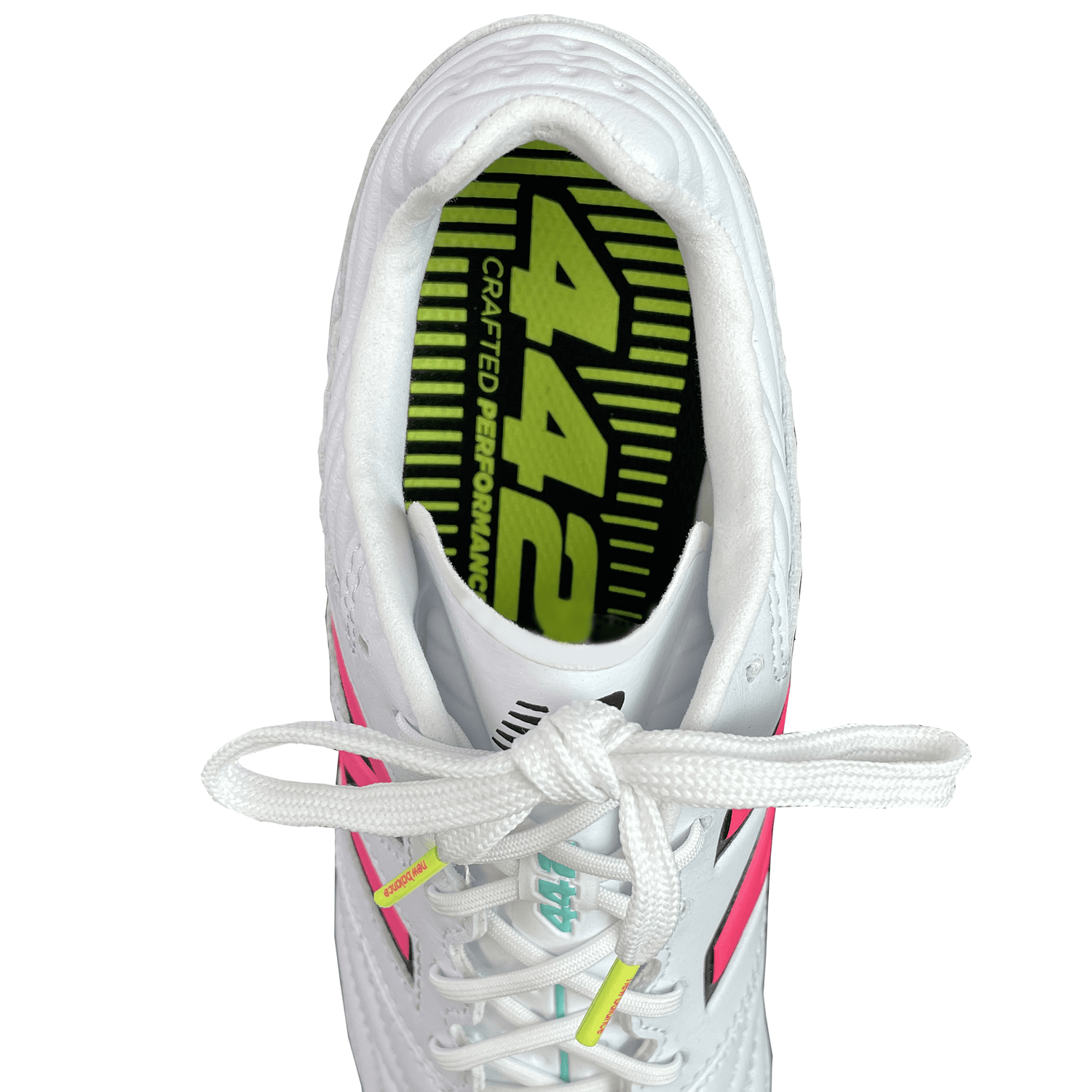 New Balance 442 v2 Pro Synthetic Firm Ground Rugby Cleat White Hi Lite Neon Pink World Rugby Shop