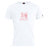 The WRS Canterbury San Joaquin Memorial Club Plain Tee by Canterbury is a white cotton-blend t-shirt featuring a red "M" and "RUGBY" on the front, a small black sleeve logo, and offers customizable comfort and style for rugby fans.