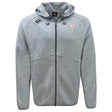 San Joaquin Memorial Tempo Vapodri Full-Zip Hoodie by EMB Canterbury in light gray, featuring two chest logos, drawstring hood, and two front pockets. Stylish with advanced moisture-wicking tech. Displayed on a white background.