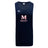 The San Joaquin Tempo Vapodri Singlet by WRS Canterbury is a navy blue, sleeveless rugby jersey made from recycled polyester, featuring VapoDri moisture management and "M Rugby" with the Canterbury logo on the upper left.