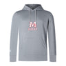 The San Joaquin Club Lightweight Hoodie by WRS Canterbury features "M Rugby" in red and white on the chest, a classic kangaroo pocket, and a light gray Canterbury Club style.