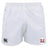The Memorial High School Player's Drill Short by EMB Canterbury showcases the classic black Canterbury logo on the left and a striking red "MHS Rugby" logo on the right, made from durable recycled fabric.