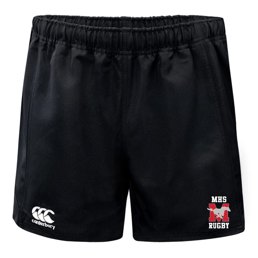 Made from recycled fabric, the Memorial High School Player's Drill Short by EMB Canterbury comes in black and showcases the "CCC" Canterbury logo on the left hem as well as the "MHS RUGBY" logo on the right. These shorts include a comfortable elastic waistband, making them ideal for both play and practice.