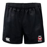 Made from recycled fabric, the Memorial High School Player's Drill Short by EMB Canterbury comes in black and showcases the "CCC" Canterbury logo on the left hem as well as the "MHS RUGBY" logo on the right. These shorts include a comfortable elastic waistband, making them ideal for both play and practice.