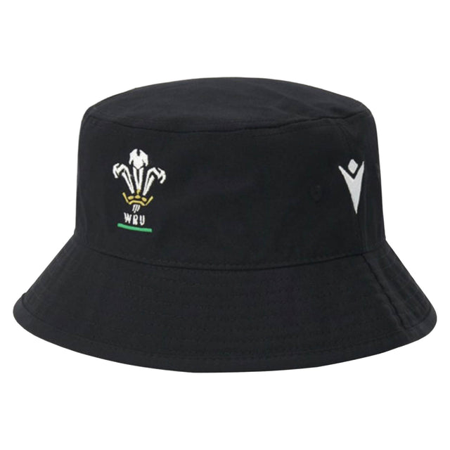 Introducing the Wales WRU 26/27 Bucket Hat by Macron – a stylish accessory adorned with the embroidered Welsh Rugby Union logo on the front and a subtle white Macron logo on the side, making it a must-have for dedicated Welsh rugby fans.