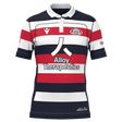 The New England Free Jacks MLR 25/26 Replica Home Jersey by Macron features red, white, and navy stripes, the Alloy Therapeutics logo, and a chest crest.
