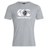 The WRS Canterbury Massachusetts CCC Flag Club T-shirt is a heather grey cotton-blend tee with the logo and text plus a penguin graphic on the chest—ideal for displaying your rugby pride.
