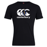 The Canterbury Massachusetts CCC Flag Club T-shirt by WRS Canterbury features the brand's white triple C logo and a small blue and gold emblem, all on soft cotton blend—perfect for showing your rugby pride.