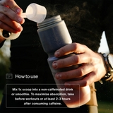 A person adds Momentous COLLAGEN PEPTIDES (30 servings per tub) from a scoop into a sports bottle outdoors, with usage instructions and “30 servings” shown in the text overlay.