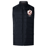 The EMB Canterbury West Potomac RFC Elite Microlite Gilet is a black quilted insulated vest with a full zipper and the West Potomac Rugby logo on the left chest.