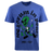 Modish Rugger Limited Edition "We Scrum in Peace" T-Shirt: A blue tee for rugby fans, featuring a green alien with a rugby ball and WRS and Modish Rugger logos.