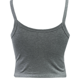 The Women's Modish Rugger Limited Edition "We Scrum in Peace" Muscle Crop Tank is a chic gray sleeveless top set against a white background, ideal for fashion-forward rugby enthusiasts.