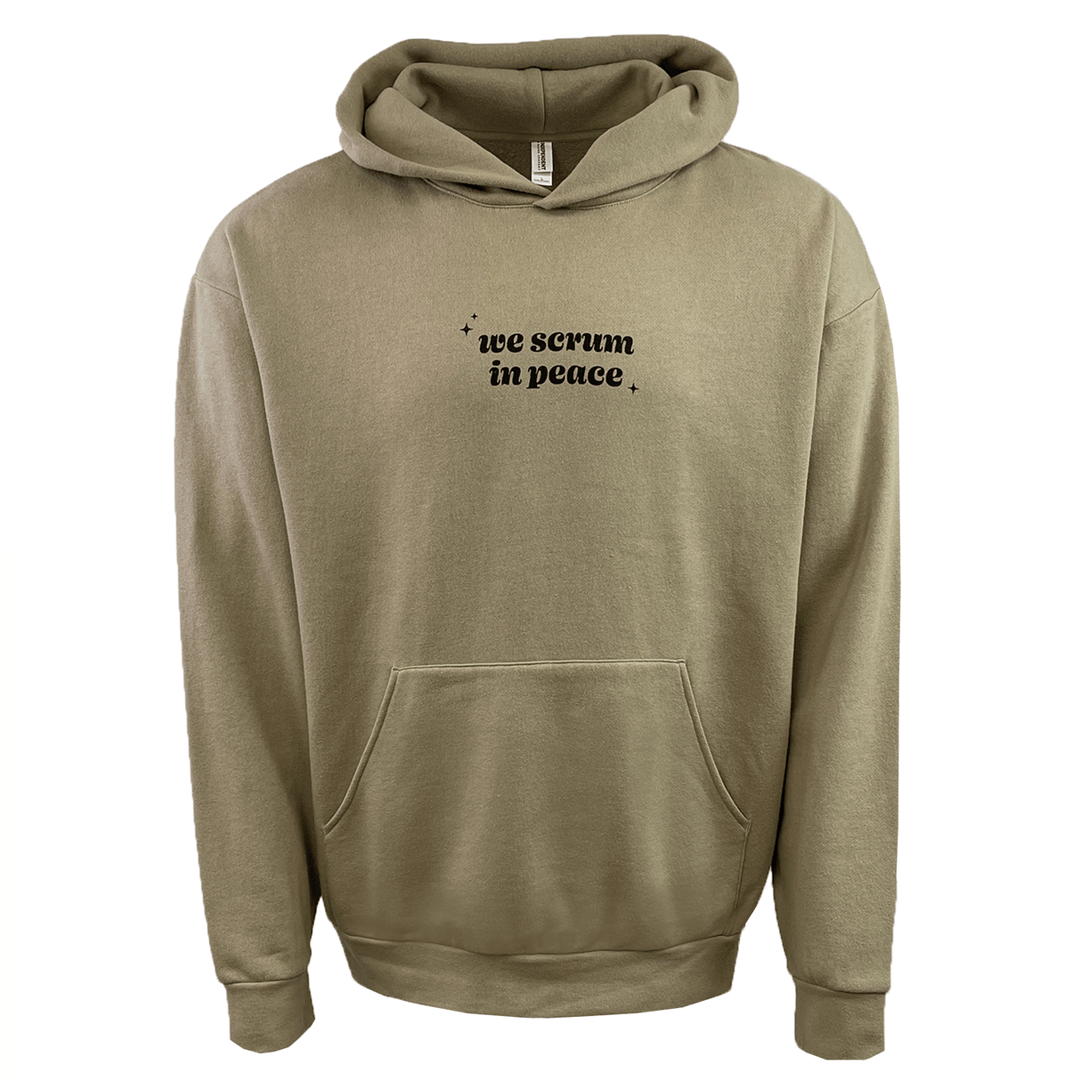 Introducing the Modish Rugger Limited Edition "We Scrum in Peace" pullover hoodie in beige, perfect for rugby fans who appreciate both style and sportsmanship.