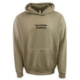 Introducing the Modish Rugger Limited Edition "We Scrum in Peace" pullover hoodie in beige, perfect for rugby fans who appreciate both style and sportsmanship.